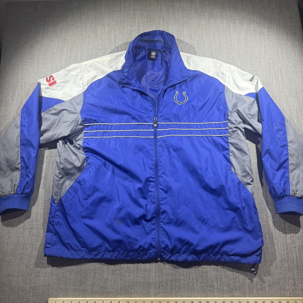 Indianapolis Colts Jacket Mens 2XL Blue Gray NFL Football Reebok Full Zip Coat